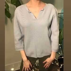 3 quarter sleeve pale blue blouse